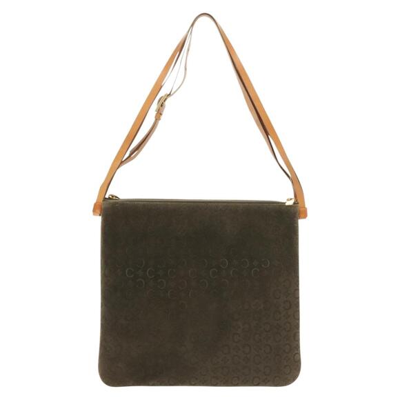 CELINE C Macadam Canvas Shoulder Bag Suede Brown Gold - Picture 3 of 13